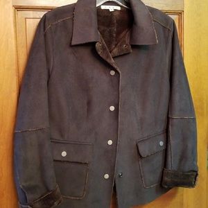 Cabin brown faux suede fur/fleece lined jacket, size S
